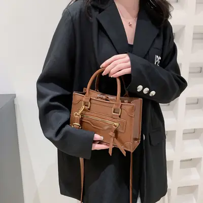 2026 Korean Style Brown Leather Handbag for Women