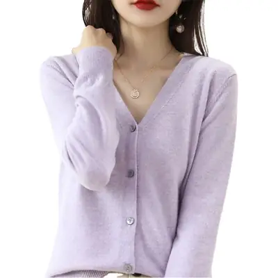 Lilac V-Neck Cardigan Short Coat for Women