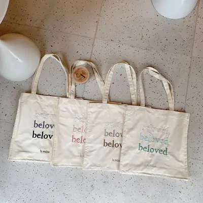 Korean Style Letter Embroidered Canvas Bag for Girls