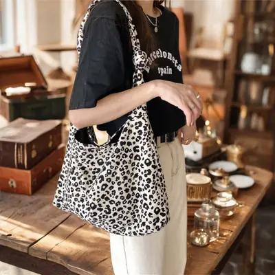 Leopard Print Crossbody Bag Large Capacity Women's Shopping Bag