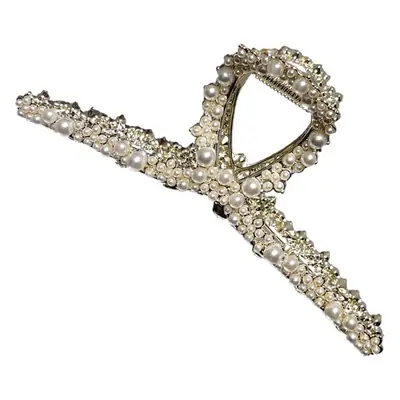 Pearl Flower Cross Hair Clip with Gold Plated Design
