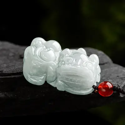 Natural Myanmar Jade Bear Pendant for Men Women