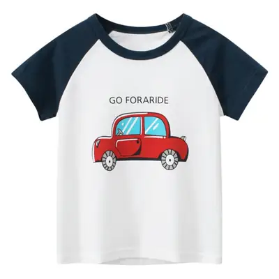 27Kids Car-Themed White Yellow Short Sleeve T-Shirt