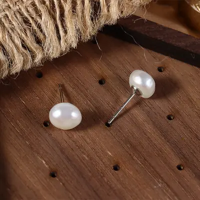 Broken Silver Pearl Earrings 6-7mm S925 Sterling