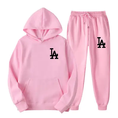 Men Yellow LA Hoodie Sweatpants Winter Set