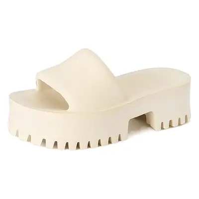Women Green Thick Heel Slippers Ultra High