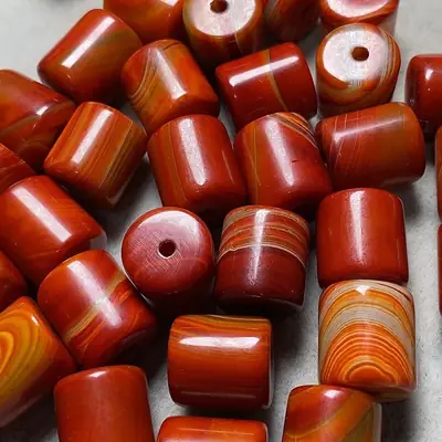 Natural Silk Wrapped Red Agate Beads for Bracelets