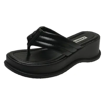 Korean style flip-flops women's 2023 Summer new platform comfortable beach shoes fashionable elegant sandals