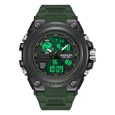 Sanda Men's Multifunctional Sport Watch Green Silicone