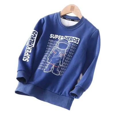 Kids Super Boy Sweatshirt Blue Long Sleeve Summer Wear