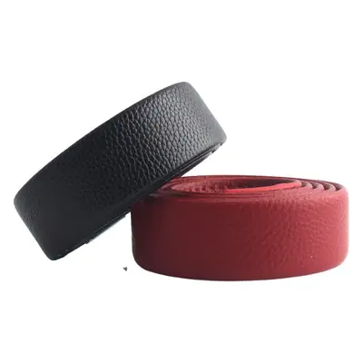 Hongsheng Genuine Leather Belt Strip Black Red Automatic Buckle