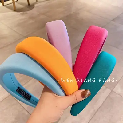 Women's Yellow Thick Sponge Hair Hoop Wide Side