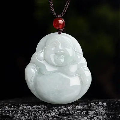 Natural Burma Jade Buddha Pendant Glutinous White