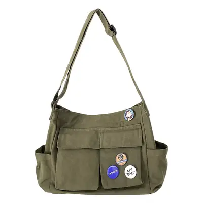 White Canvas Shoulder Crossbody Bag for Men Women