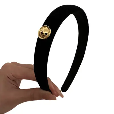 Black Velvet Hairband with Metal Buckle 2023
