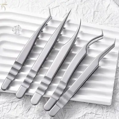 High Precision False Eyelash Tweezers Gold Feather