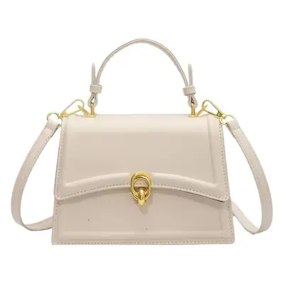 Women's Cream Satchel Shoulder Bag with Gold Clasp