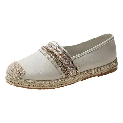 Women's Linen Fisherman Slip-On Loafers Black 2026