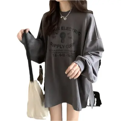 Women's Loose Sweatshirt T-Shirt with Crossbody Bag