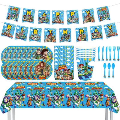 New Style Spot Toy Story Birthday Theme Party Dinner Plate Set Paper Tray Paper Cup Paper Towel Disposable Supplies
