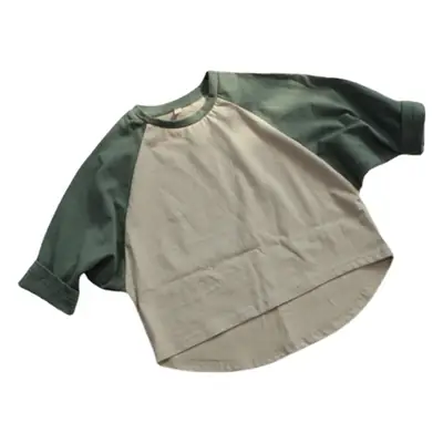 Korean Style Boys T-Shirt Red Grey Cotton 9Q Sleeve Round Neck