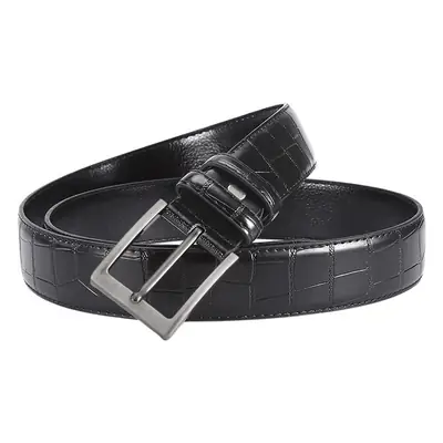 Men's Oxidized Crocodile Belt with Metal Buckle