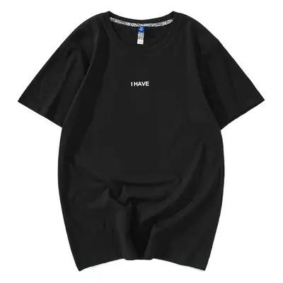 Men Black China Graphic T-Shirt Loose Fit Cotton Summer