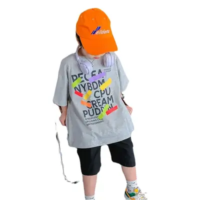 Children Cotton T-Shirt Short Sleeve Summer Base Boys