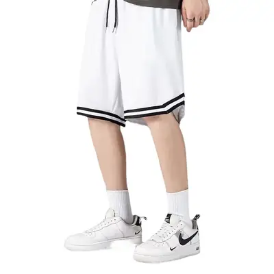 Men's White Basketball Shorts with Black Trim