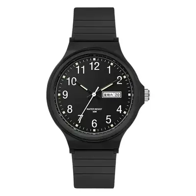 Black Silicone Double Calendar Watch for Teens