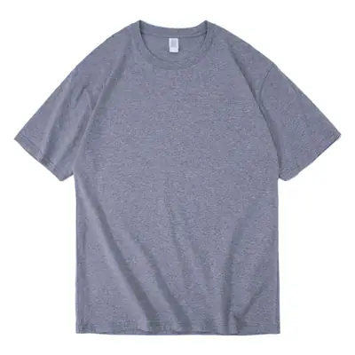 Blue Cotton T-Shirt Round Neck Loose Fit Small