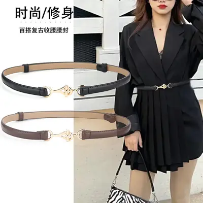 Women's Genuine Leather Belt with Gold Clasp