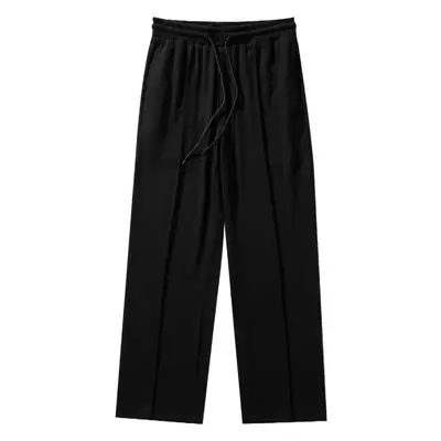 Men's Grey Straight Wide Leg Sweatpants Spring Autumn Casual Pants