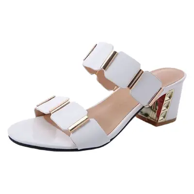 2023 Black Korean Style Mid-Heel Sandals for Women