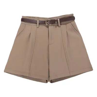 White High-Waisted Belt Shorts for Women