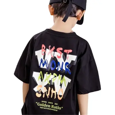 Kids Korean Style Cotton T-Shirt Big Back Print