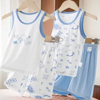 Children's Pink Modal Vest Shorts Set