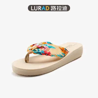 Lulady Floral Platform Sandals for Women Mid-Heel Beach Wear