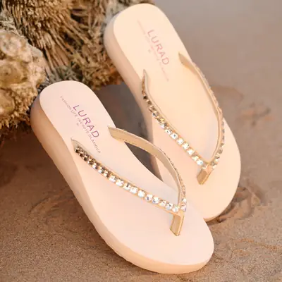 Luladi Water Brick Wedge Sandals Women Beach Flip Flops