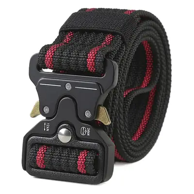 Men's Black Tactical Nylon Belt with Metal Buckle