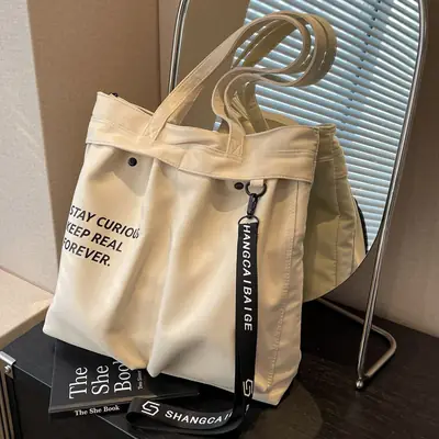 Japanese Style Canvas Shoulder Bag Women Large Capacity 2023