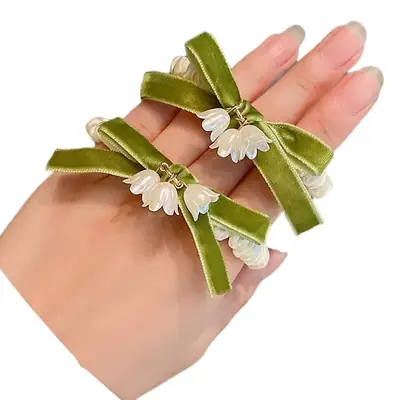 Lily Flower Hair Rope with Sweet Bow Accessory