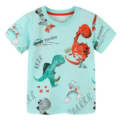 Kids Dinosaur Printed Light Blue T-Shirt Boys Summer Wear