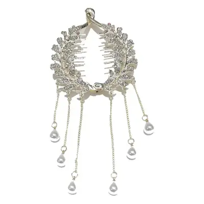 Pearl Rhinestone Wheat Fringe Hairpin Women's Back of Head Ball Head Disc Hair Artifact Temperament Ponytail Buckle Clip Headdress