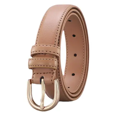 Women's Real Cowhide Belt with Metal Buckle - Brown, Beige, Black