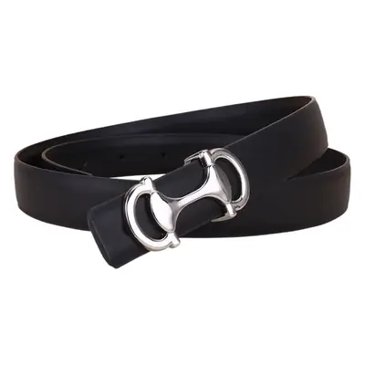 Women's Navy Blue Anchor Buckle Belt with Smooth Cowhide Leather