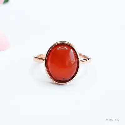 Guan Yu S925 Silver Inlaid Natural Amber Ring