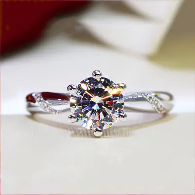Clearance Young Plated Diamond Ring with Eight-Heart Design