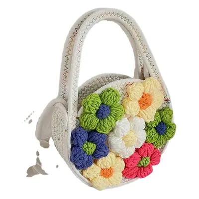 Women's Flower Embroidered Cotton Rope Bag