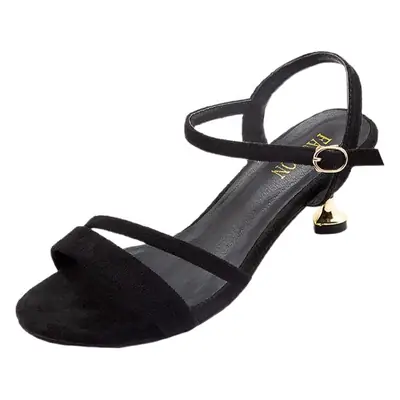 Black Soft Leather Heeled Sandals for Women 2023